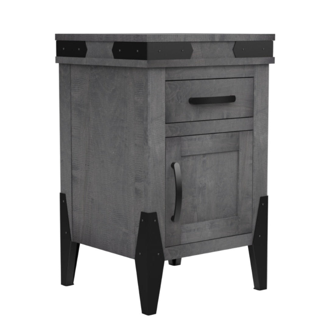Flat Iron 1 Drawer, 1 Door Nightstand 20"W