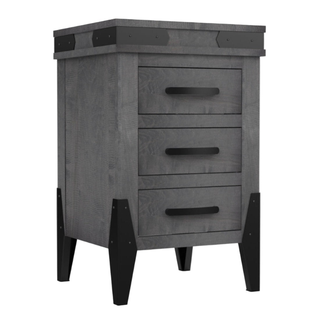 Flat Iron 3 Drawer Nightstand 20"W