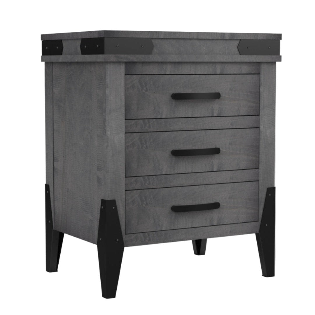 Flat Iron 3 Drawer Nightstand 26"W