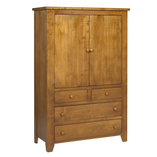 Rough Cut Large 4Drawer Plain Top Armoire 42"W