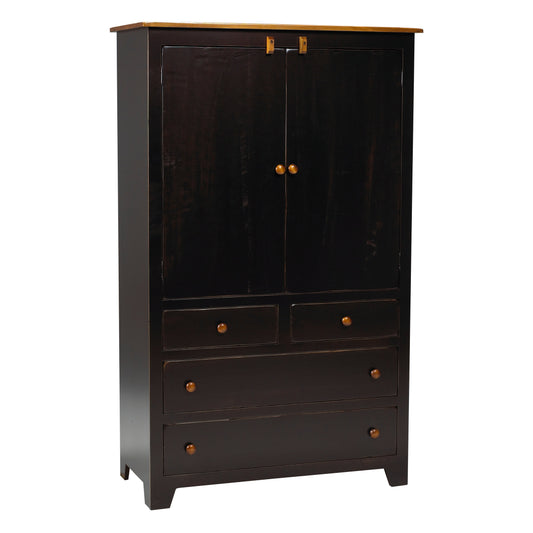 Rustic Large 4Drawer Plain Top Armoire 42"W