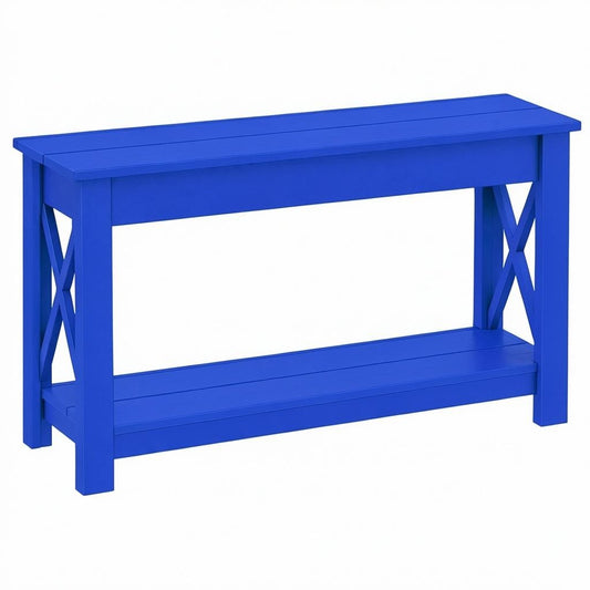Modern Outdoor X Hall Table with Shelf