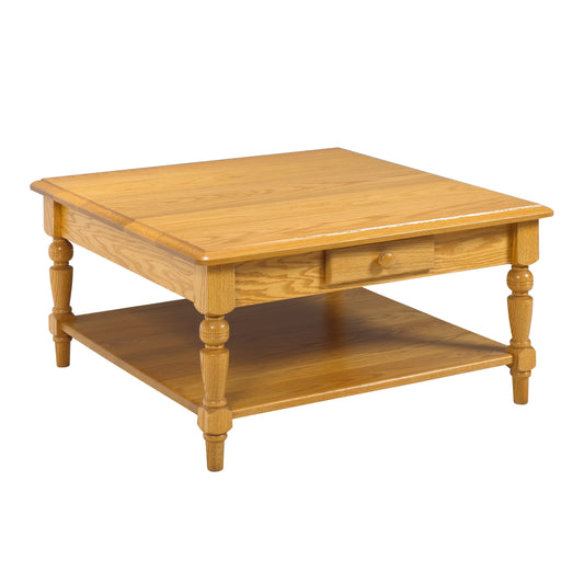 Country Lane Round Coffee Table w/2 Drawers & Shelf