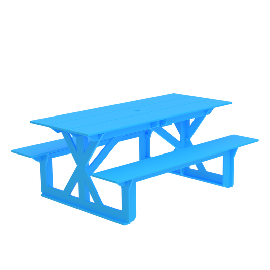 Modern Outdoor X-Base Picnic Table 72"W x 30"D (Total 56"D) x 31"H