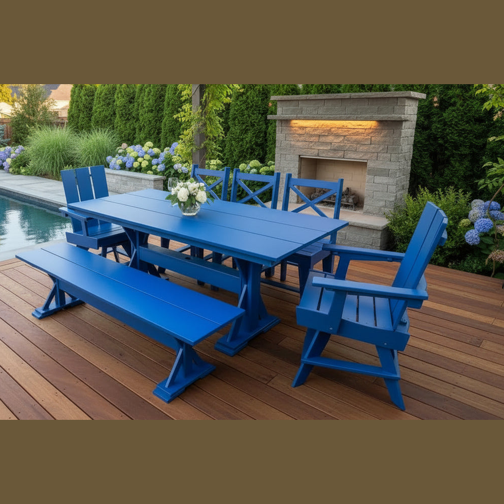 Modern Outdoor X-Base 96" Dining Bench