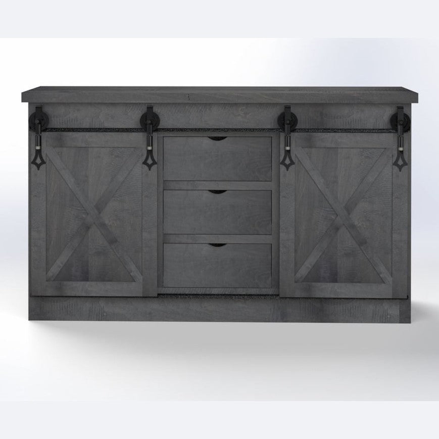 Barn Door 66" Sideboard W/ Drawers in Middle