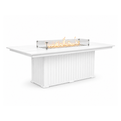 Modern Outdoor Fire Dining Table 84"Wx42"Dx31"H