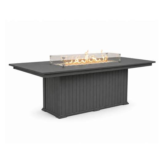 Modern Outdoor Fire Dining Table 84"Wx42"Dx31"H