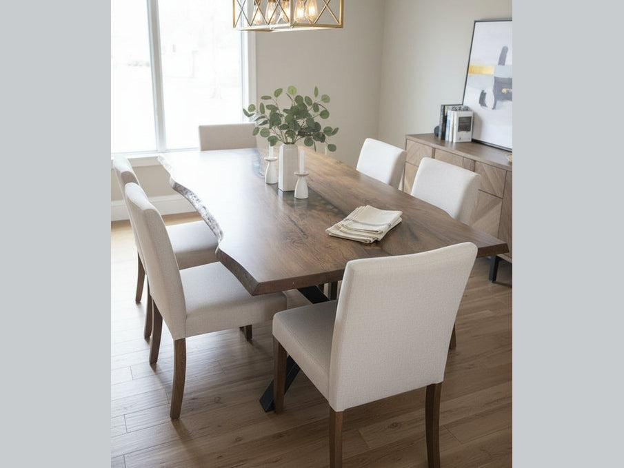 Epoxy River Dining Table w/ Metal X-Base or U-Base 42"Dx72"Wx30"H