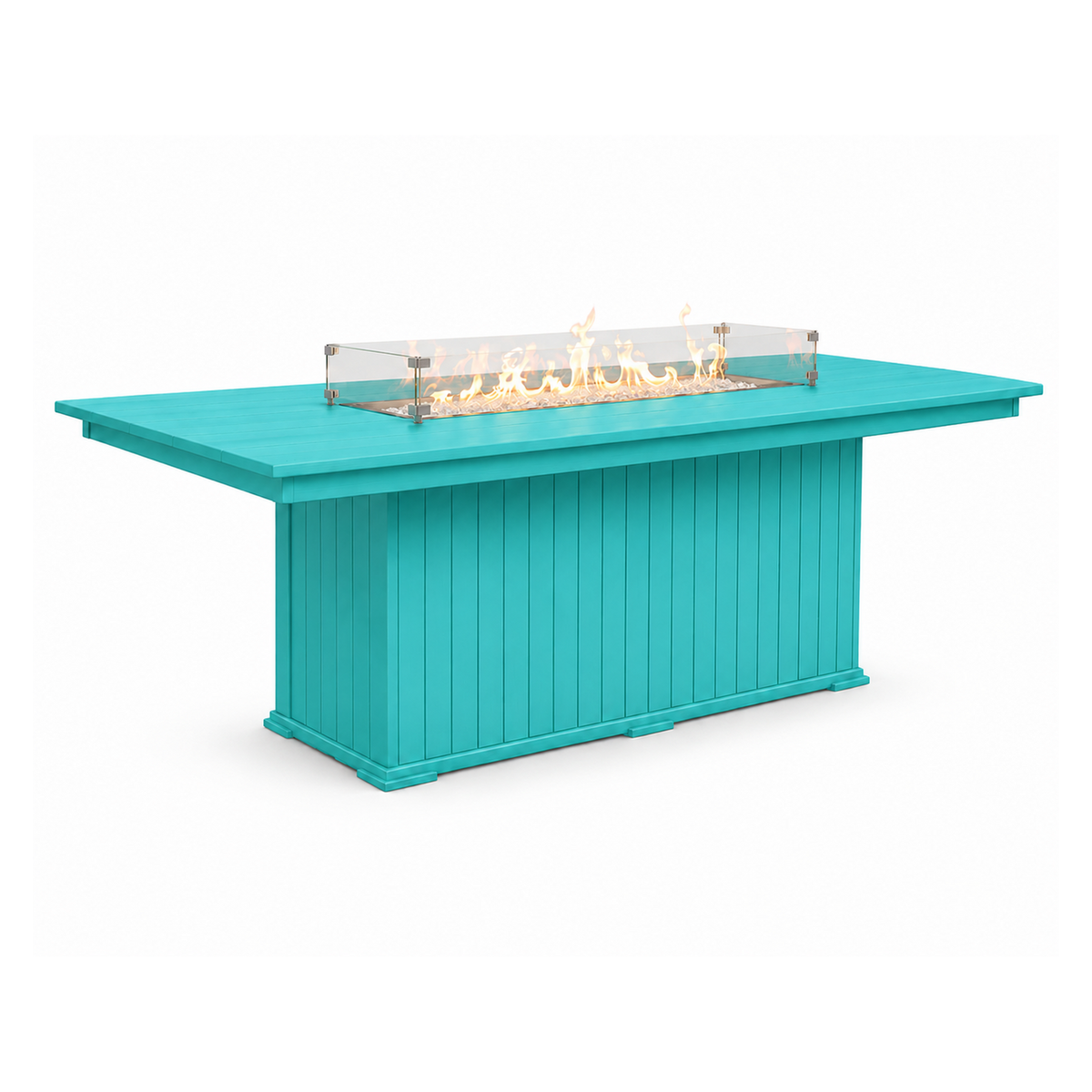 Modern Outdoor Fire Dining Table 84"Wx42"Dx31"H