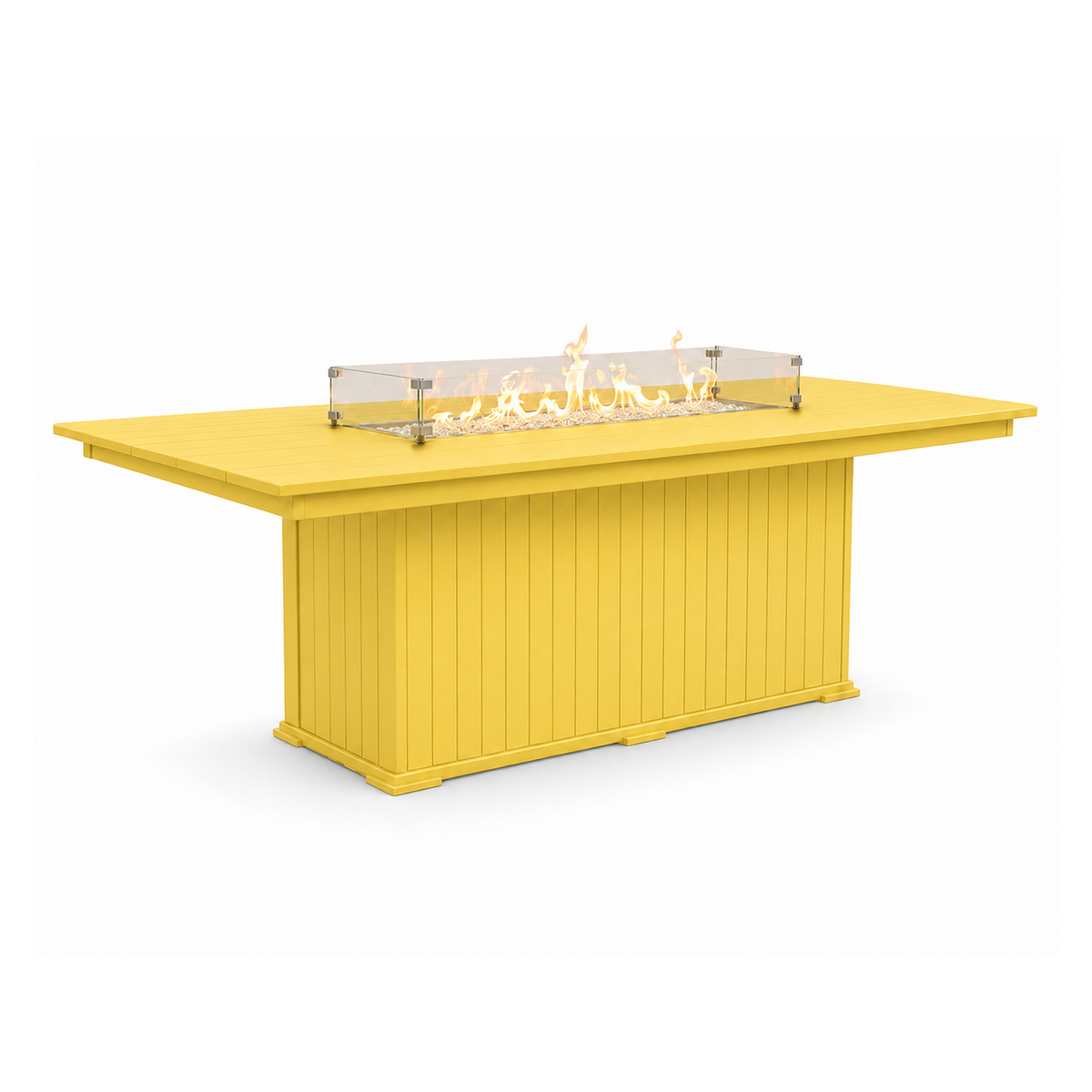 Modern Outdoor Fire Dining Table 84"Wx42"Dx31"H
