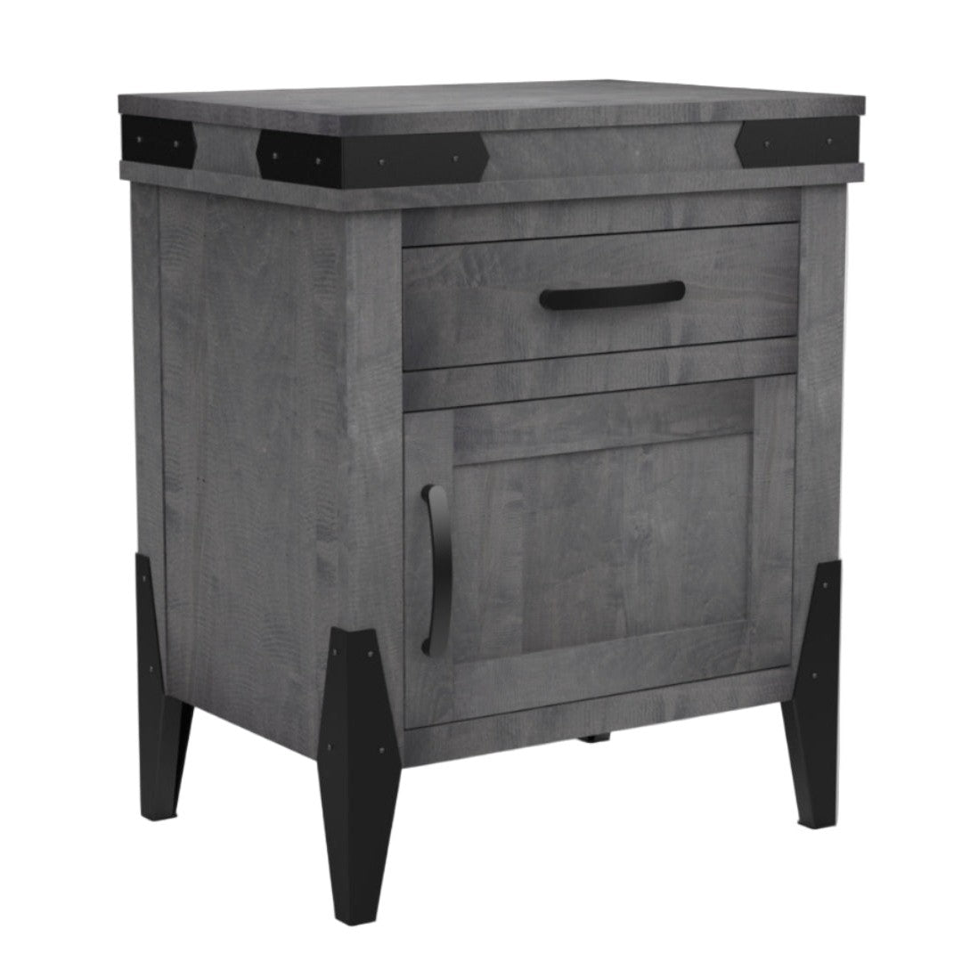 Flat Iron  1 Drawer, 1 Door Nightstand 26"W