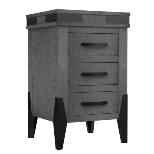 Flat Iron  3 Drawer Nightstand 20"W