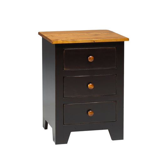 Rustic  3 Drawer Nightstand 20"W