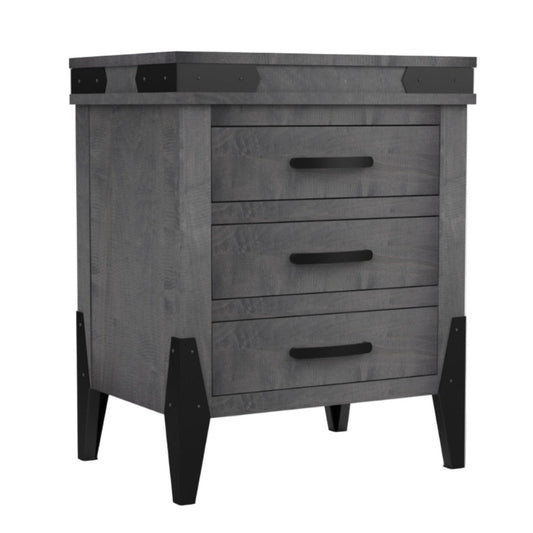 Flat Iron  3 Drawer Nightstand 26"W