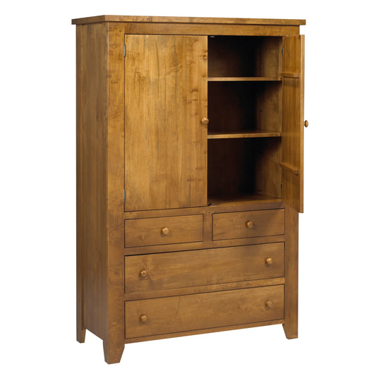 Rough Cut  Large 4Drawer Plain Top Armoire 42"W