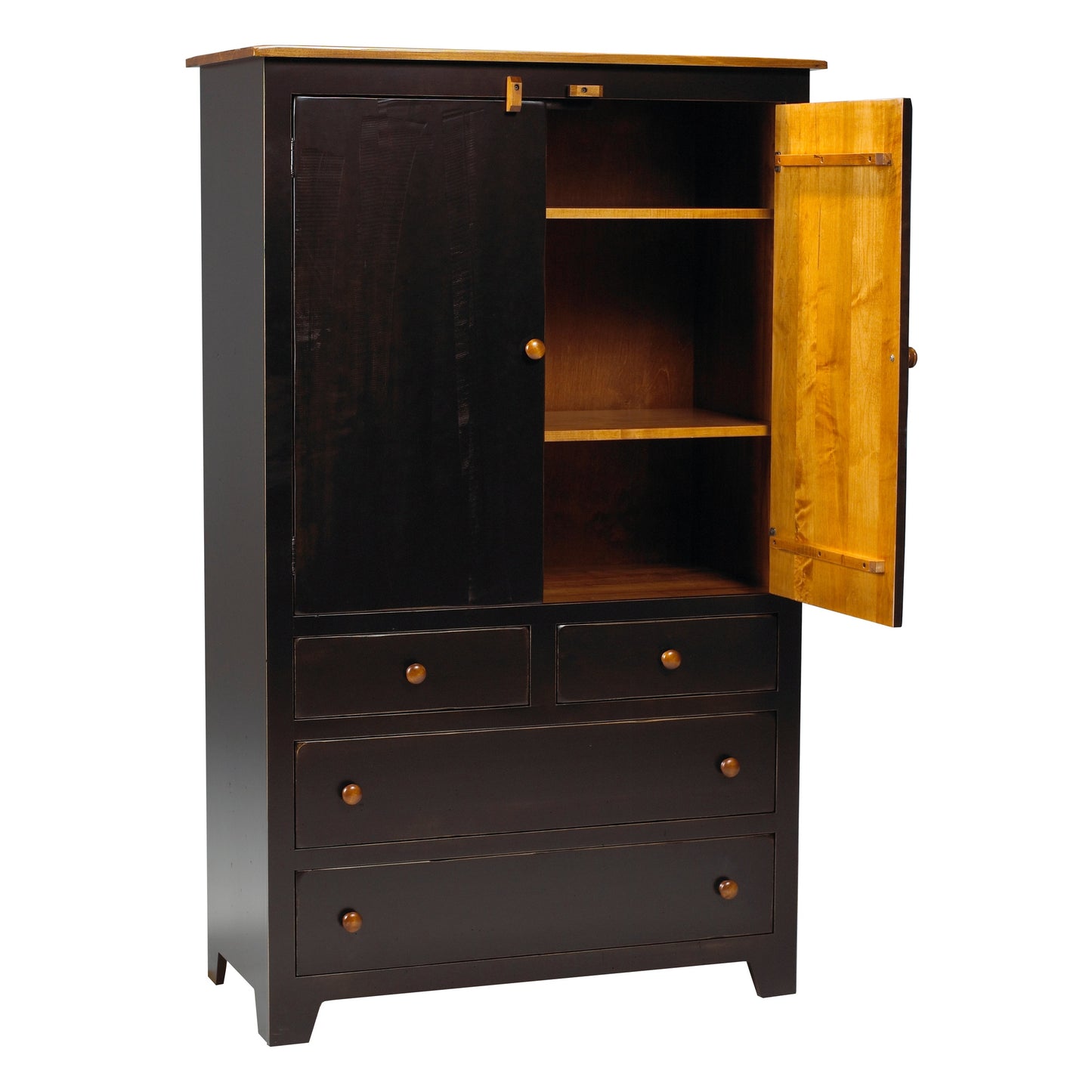 Rustic  Large 4Drawer Plain Top Armoire 42"W