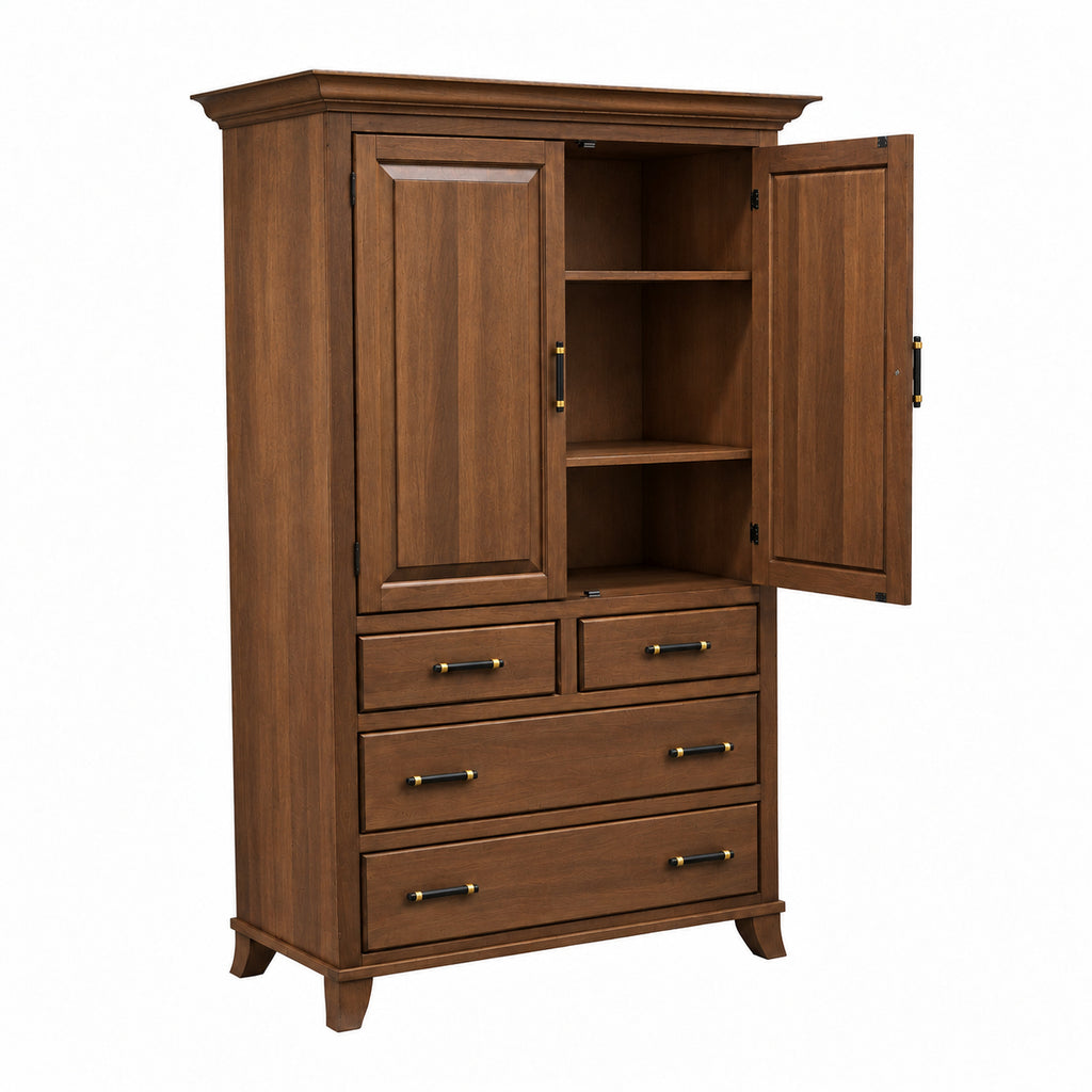 Bourbon  Large 4Drawer Plain Top Armoire 42"W