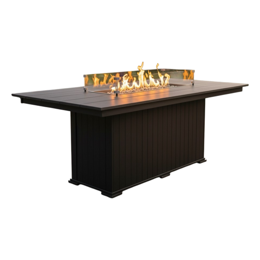 Modern Outdoor Fire Dining Table 84"Wx42"Dx31"H