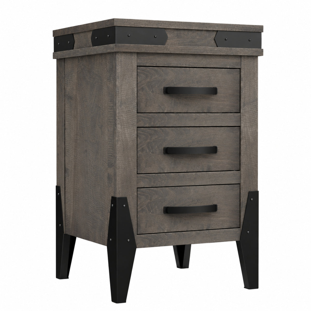 Flat Iron  3 Drawer Nightstand 20"W