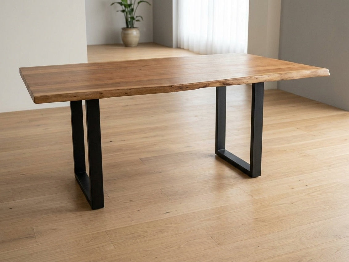 Live Edge Dining Table w/ Metal U-Base