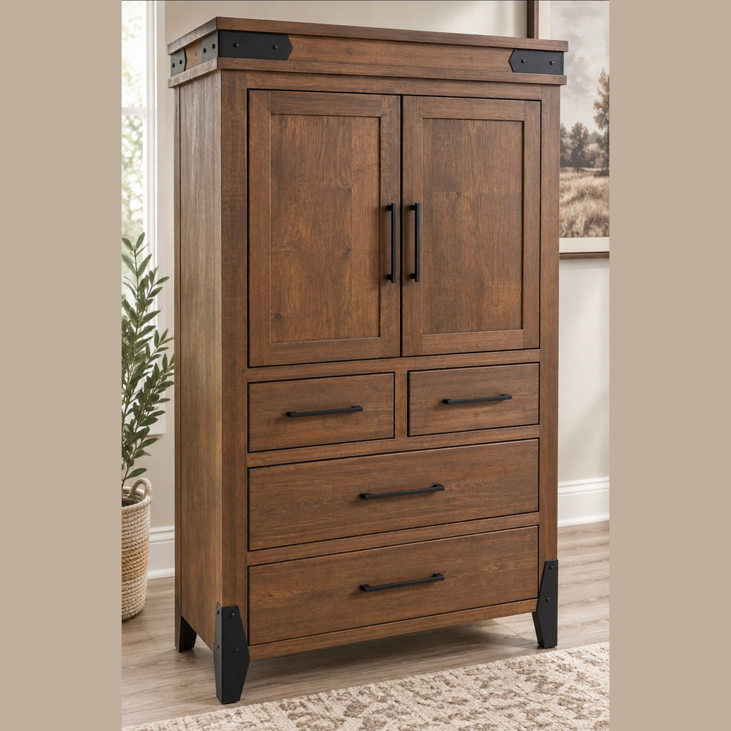 Flat Iron  Large 4Drawer Plain Top Armoire 42"W