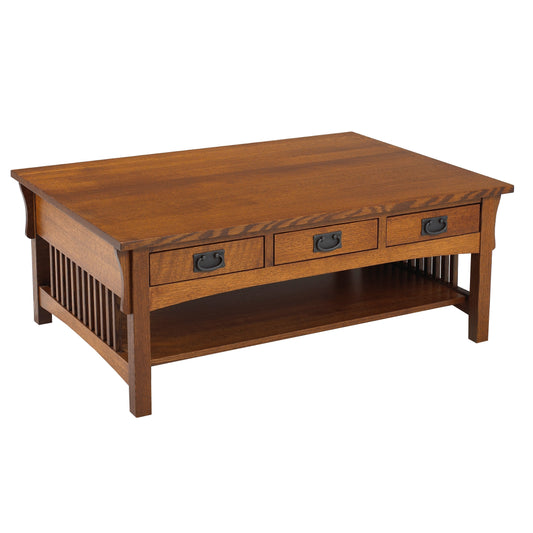 Mission Spindle 6/Drawer Coffee Table