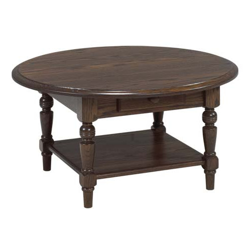 Country Lane Round Coffee Table w/2 Drawers & Shelf
