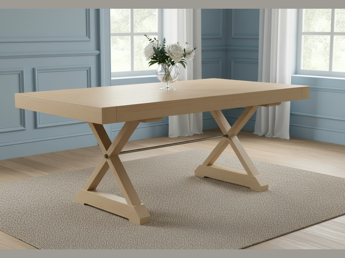 Mitered Dining Table with Modern Farmhouse X-Base