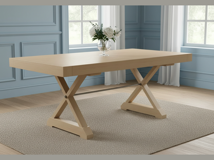 Mitered Dining Table with Modern Farmhouse X-Base