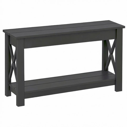 Modern Outdoor X Hall Table with Shelf
