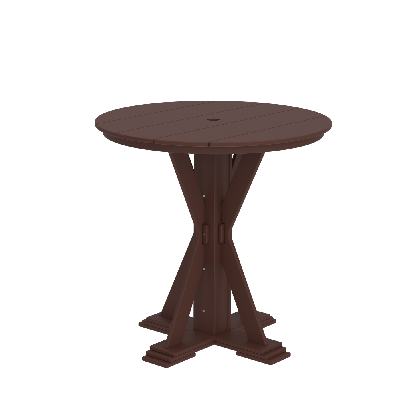 Modern Outdoor X-Base Round Bar Table 42"Wx42"Dx42"H