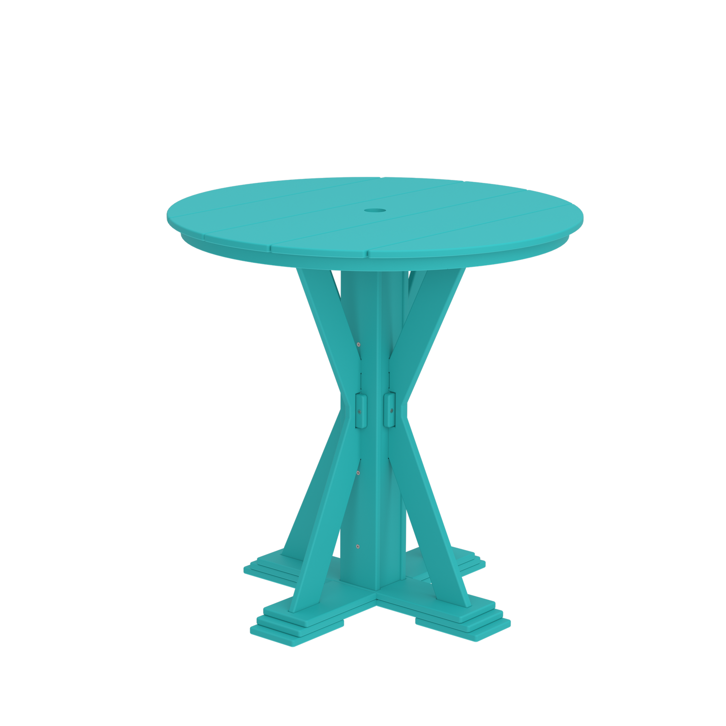 Modern Outdoor X-Base Round Bar Table 42"Wx42"Dx42"H