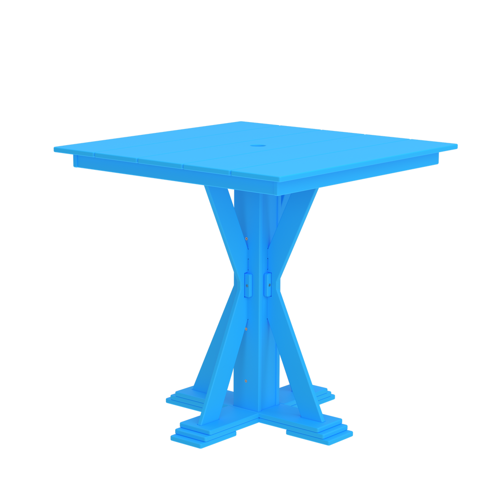 Modern Outdoor X-Base Square Bar Table 48"Wx48"Dx42"H