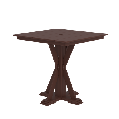 Modern Outdoor X-Base Square Bar Table 48"Wx48"Dx42"H