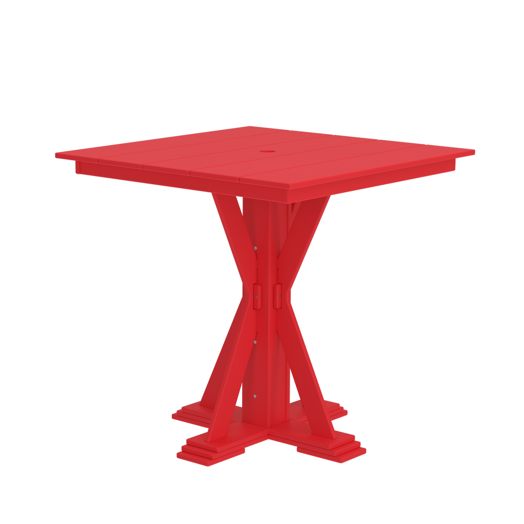 Modern Outdoor X-Base Square Bar Table 48"Wx48"Dx42"H