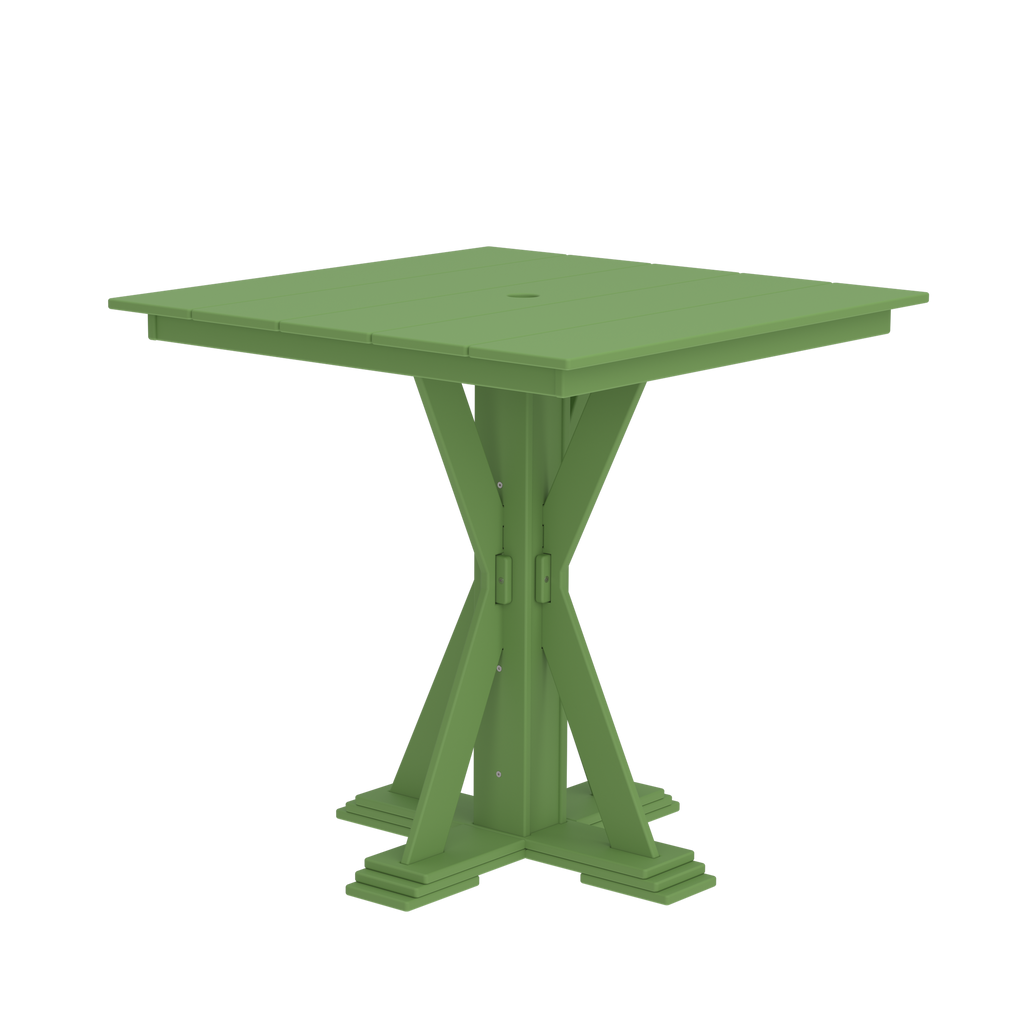 Modern Outdoor X-Base Square Bar Table 48"Wx48"Dx42"H
