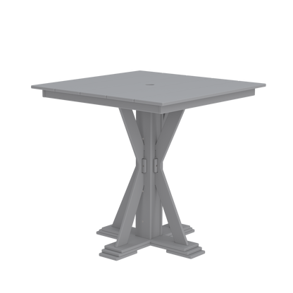 Modern Outdoor X-Base Square Bar Table 48"Wx48"Dx42"H