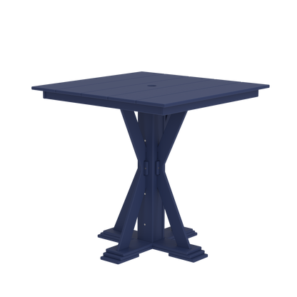 Modern Outdoor X-Base Square Bar Table 48"Wx48"Dx42"H