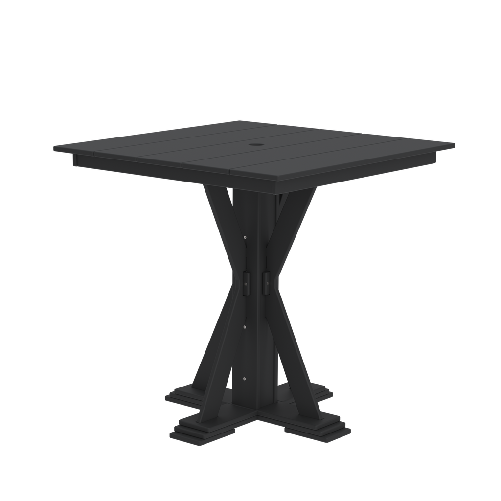 Modern Outdoor X-Base Square Bar Table 48"Wx48"Dx42"H