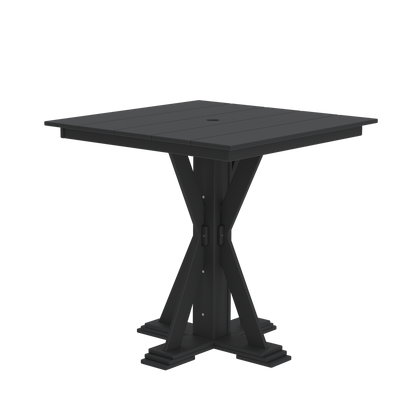 Modern Outdoor X-Base Square Bar Table 48"Wx48"Dx42"H
