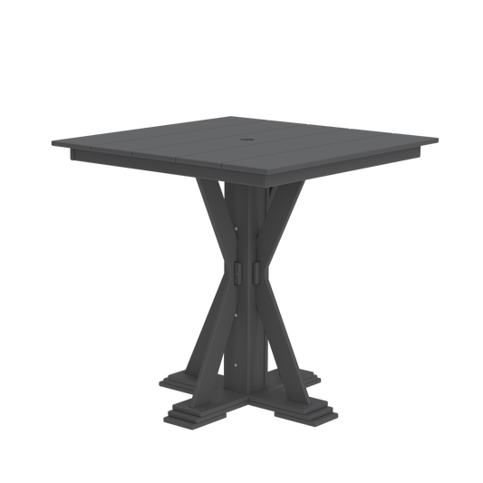 Modern Outdoor X-Base Square Bar Table 48"Wx48"Dx42"H