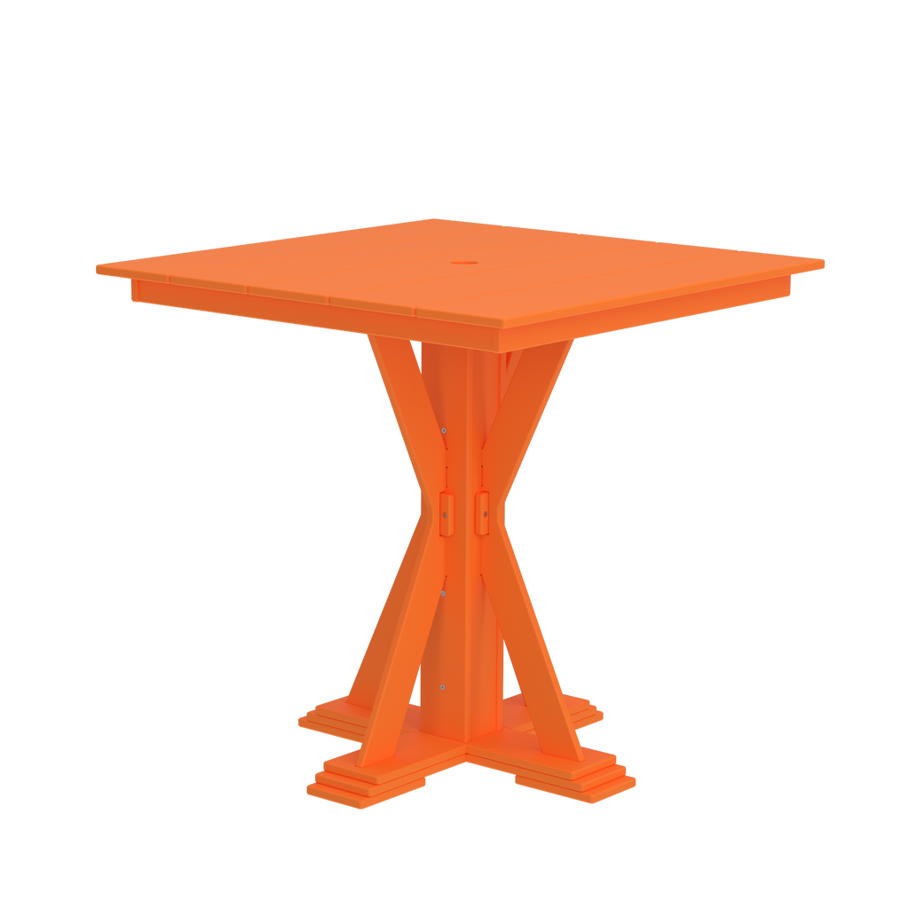 Modern Outdoor X-Base Square Bar Table 48"Wx48"Dx42"H