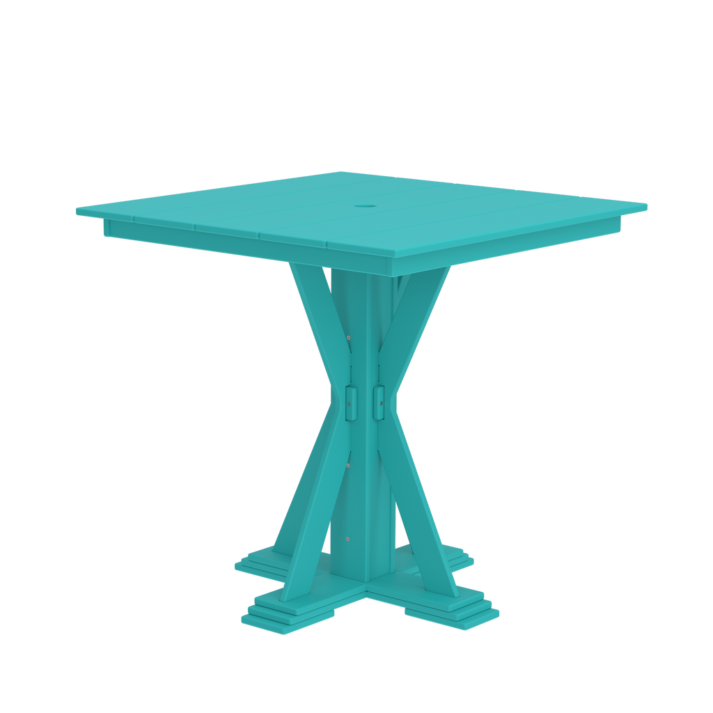 Modern Outdoor X-Base Square Bar Table 48"Wx48"Dx42"H