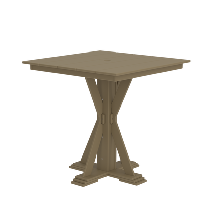 Modern Outdoor X-Base Square Bar Table 48"Wx48"Dx42"H