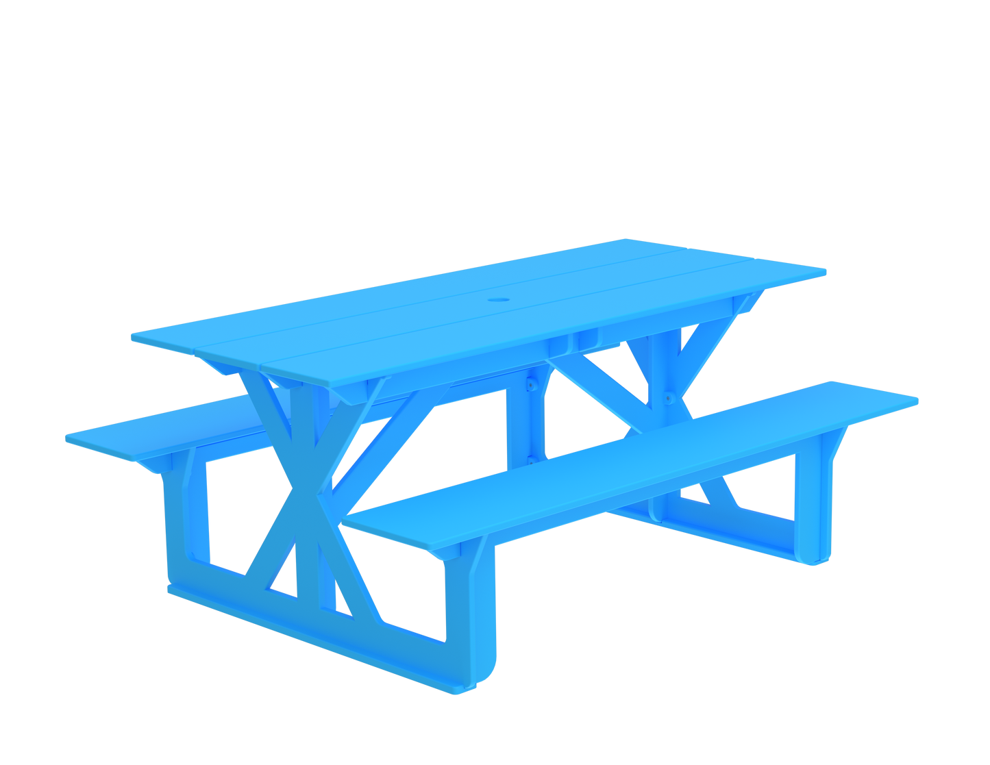 Modern Outdoor X-Base Picnic Table 72"W x 30"D (Total 56"D) x 31"H