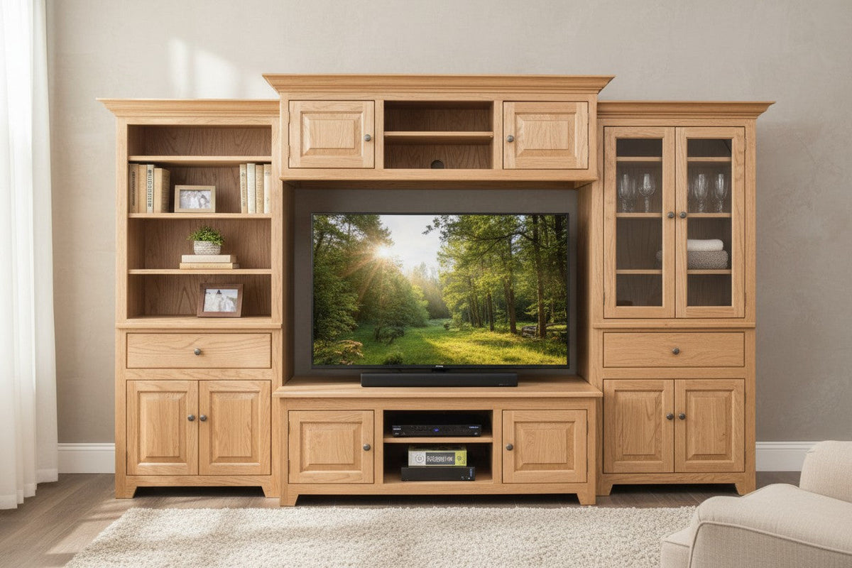 Bourbon solid wood TV wall unit