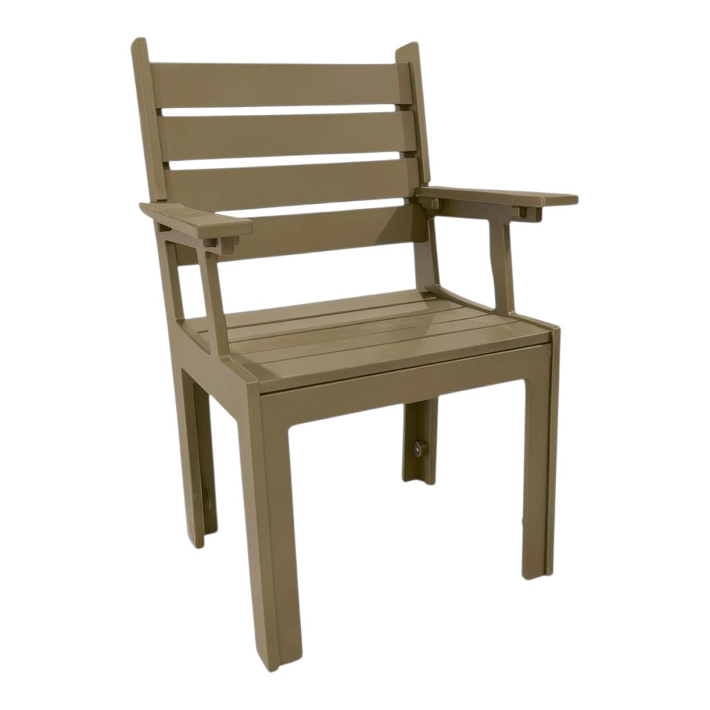 Modern Outdoor Slat Back Dining Arm Chair