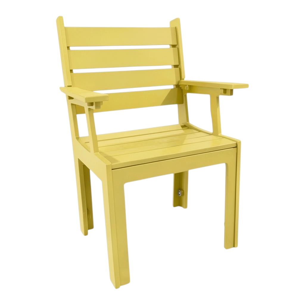 Modern Outdoor Slat Back Dining Arm Chair
