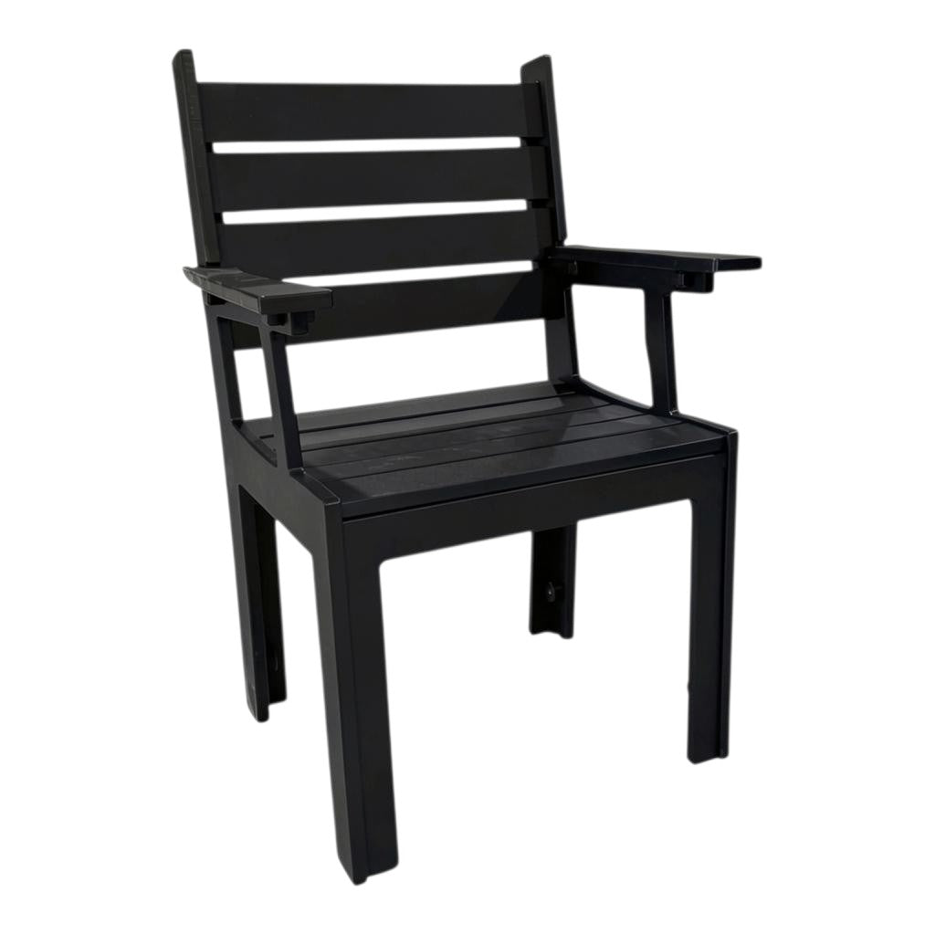 Modern Outdoor Slat Back Dining Arm Chair